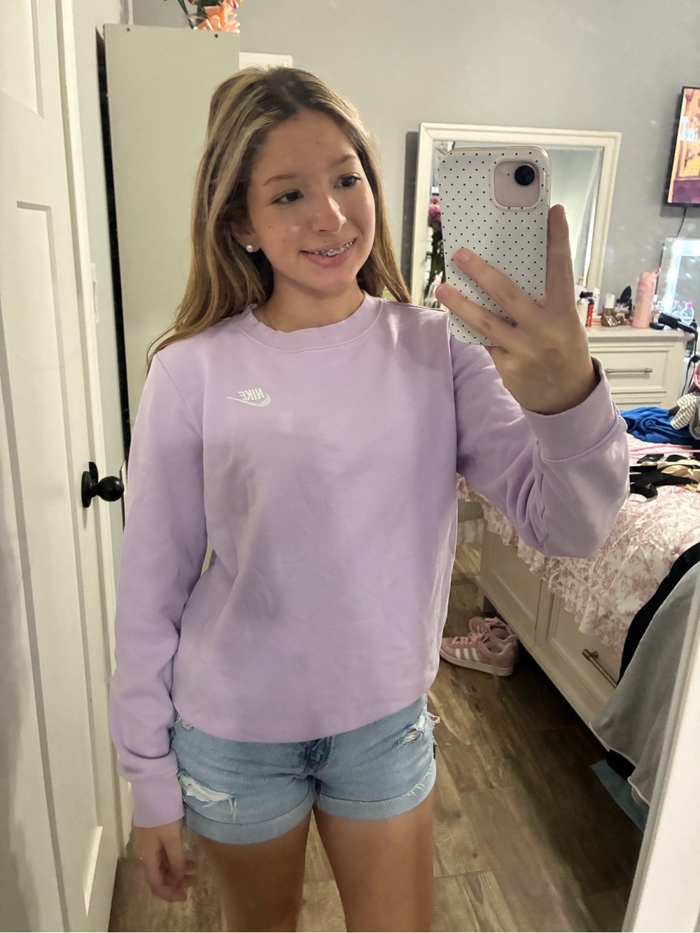 Nike Lavender Crewneck Sweatshirt with White Swoosh